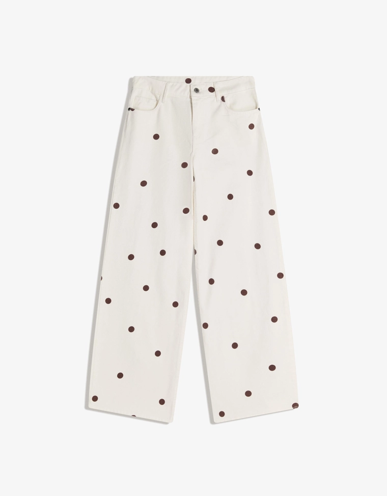 Джинсы свободного кроя в горошек