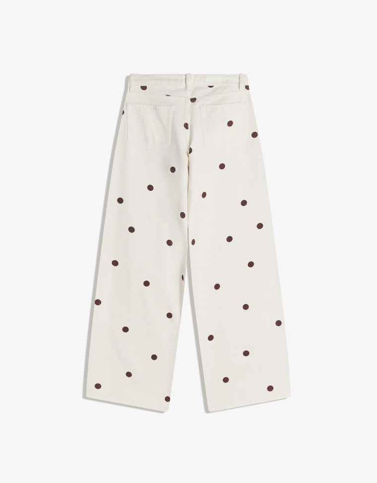 Джинсы свободного кроя в горошек