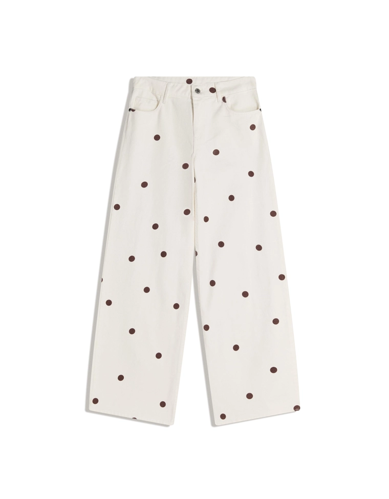 Джинсы свободного кроя в горошек