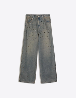 Джинсы-бойфренды с низкой посадкой и заклепками- Заказать в России