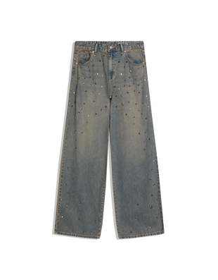 Джинсы-бойфренды с низкой посадкой и заклепками- Заказать в России