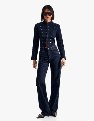 Джинсовая куртка на пуговицах спереди- Заказать в России