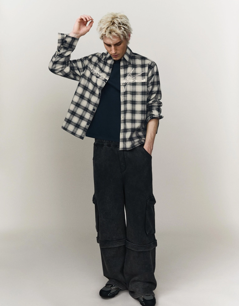 Рубашка в клетку с длинными рукавами