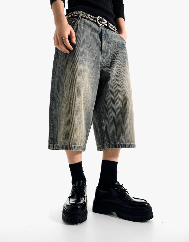 Джинсовые шорты-бермуды супер-свободного кроя