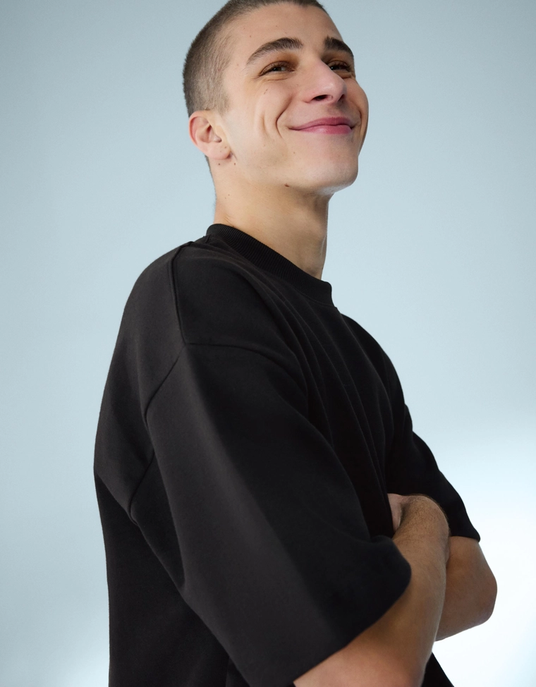 Футболка из мягкой ткани в рубчик с короткими рукавами