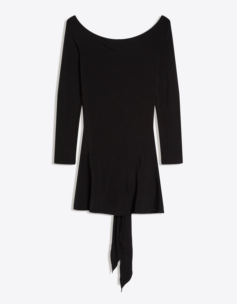 Мини-платье асимметричного кроя с воланами и завязками