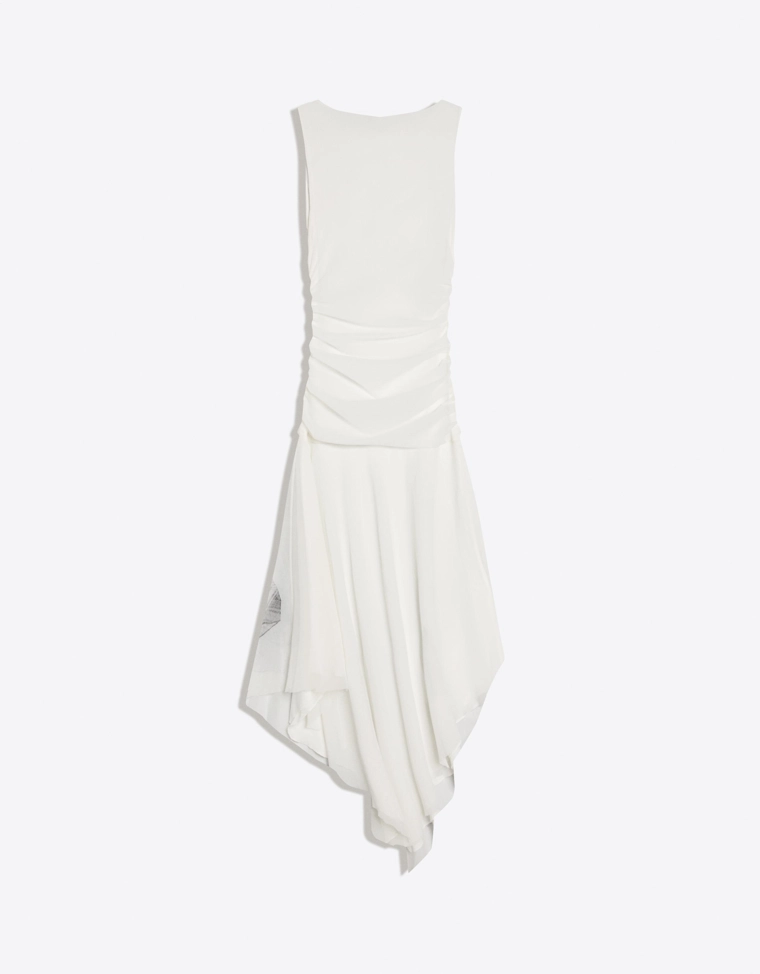 Платье миди из полупрозрачной ткани со сборками