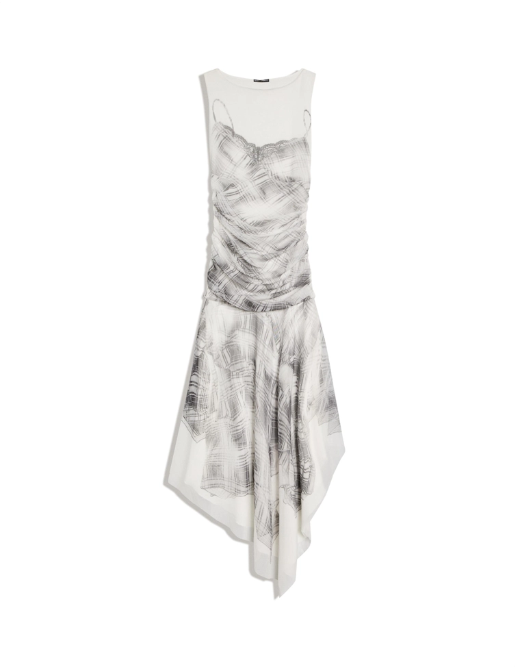 Платье миди из полупрозрачной ткани со сборками