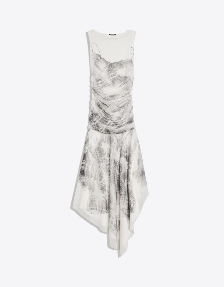 Платье миди из полупрозрачной ткани со сборками