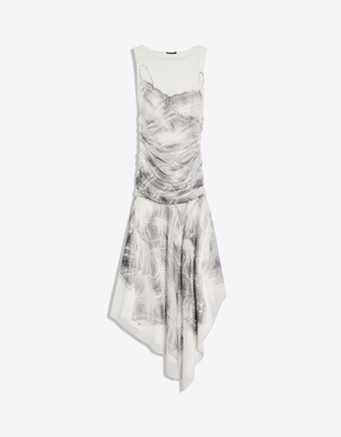 Платье миди из полупрозрачной ткани со сборками- Заказать в России