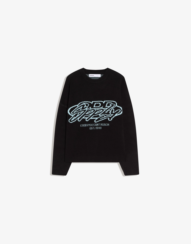 Жаккардовый свитер с принтом