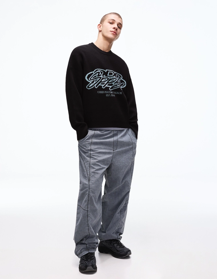 Жаккардовый свитер с принтом