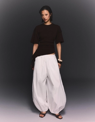 Футболка с короткими рукавами и сборками- Заказать в России