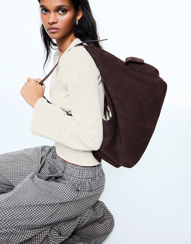 Сумка-мешок из искусственной замши