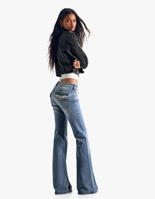 Расклешенные джинсы с низкой посадкой и вышивкой- Заказать в России