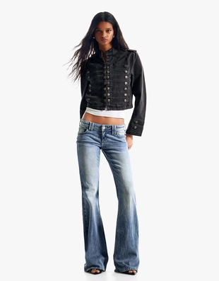 Расклешенные джинсы с низкой посадкой и вышивкой- Заказать в России