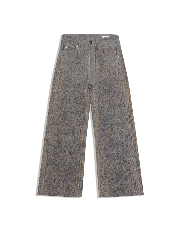 Джинсы прямого кроя с низкой посадкой и рельефной текстурой