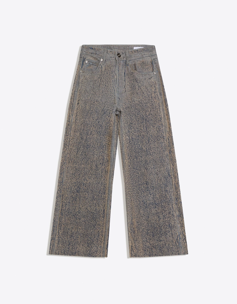 Джинсы прямого кроя с низкой посадкой и рельефной текстурой