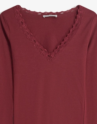 Лонгслив с кружевной отделкой- Заказать в России