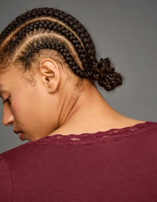 Лонгслив с кружевной отделкой- Заказать в России