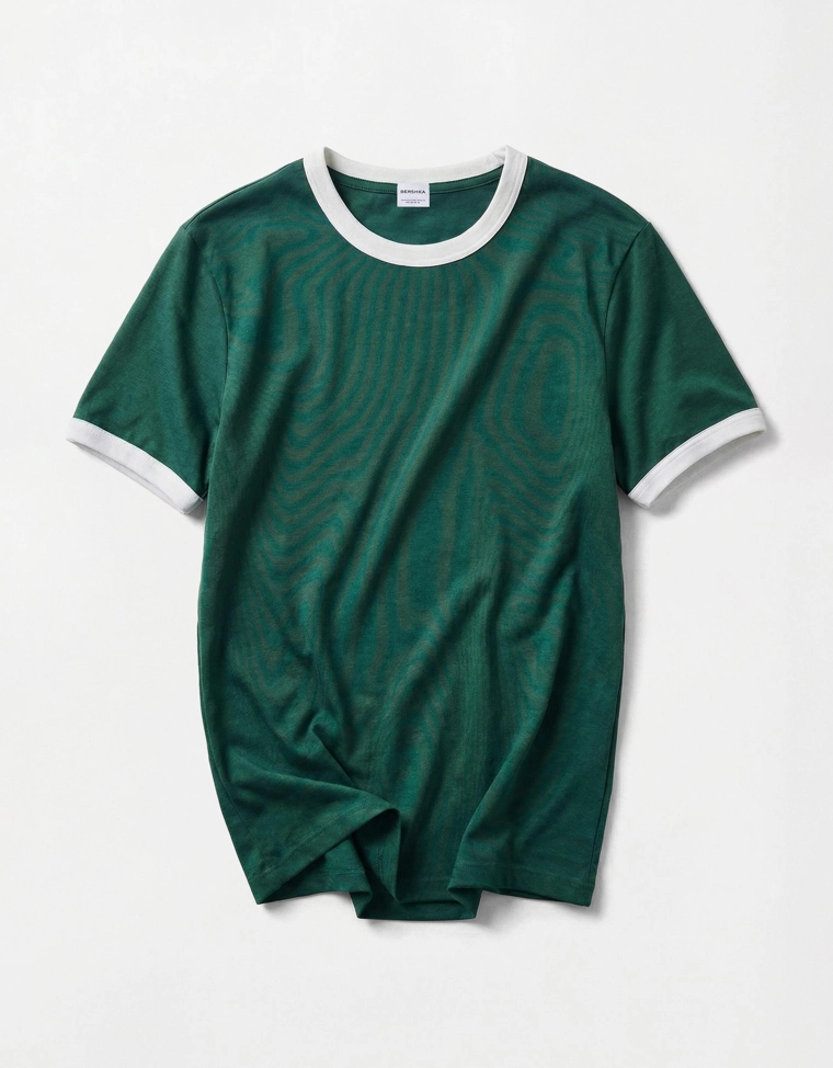 Футболка с контрастной отделкой в рубчик