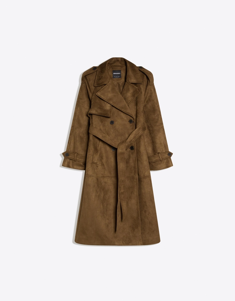 Тренч из искусственной замши