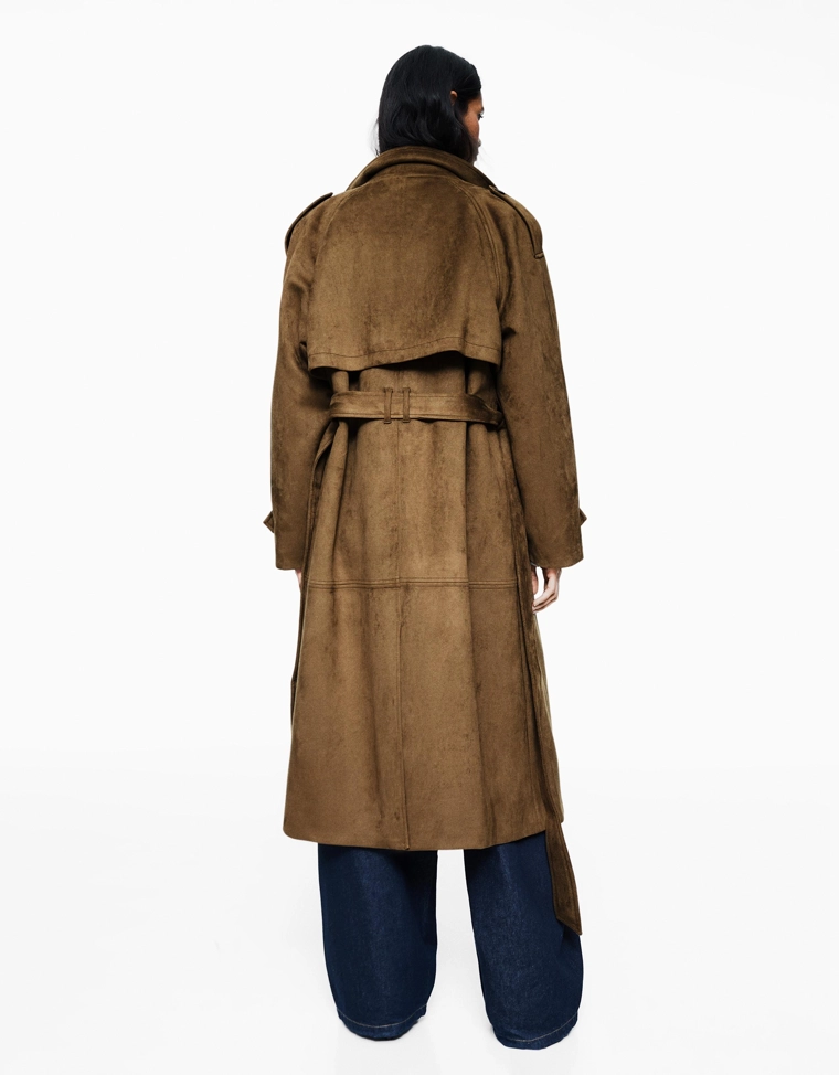 Тренч из искусственной замши