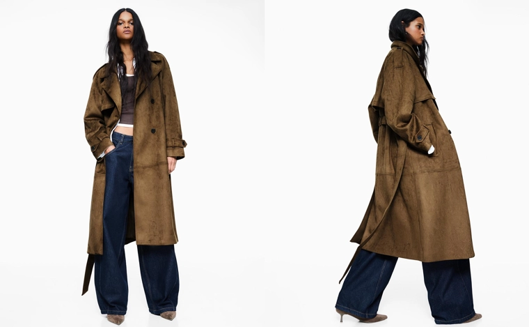 Тренч из искусственной замши