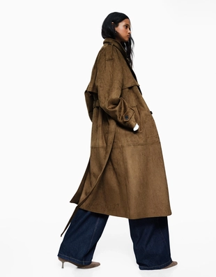 Тренч из искусственной замши- Заказать в России