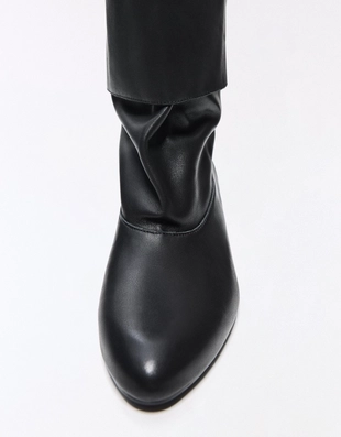 Кожаные сапоги на каблуке- Заказать в России