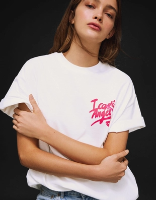 Футболка с короткими рукавами и принтом- Заказать в России