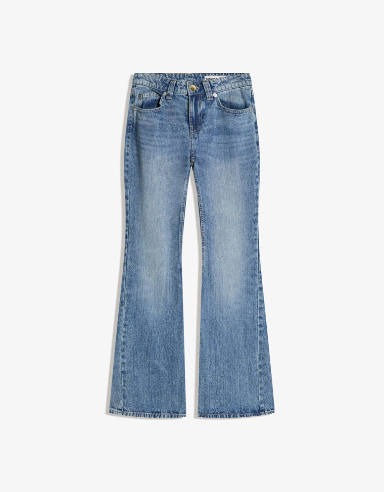 Джинсы свободного кроя клеш с низкой посадкой