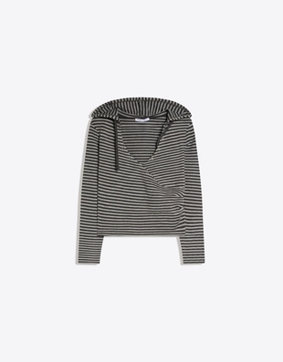 Свитер с перекрестным капюшоном и принтом- Заказать в России