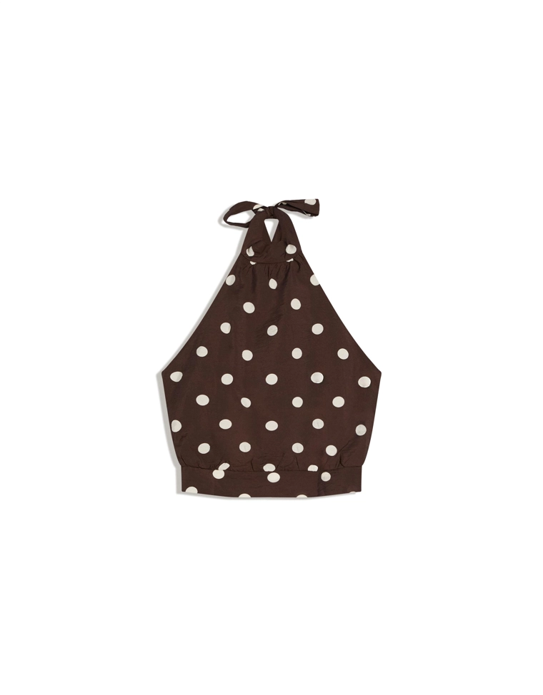 Топ в горошек с горловиной халтер