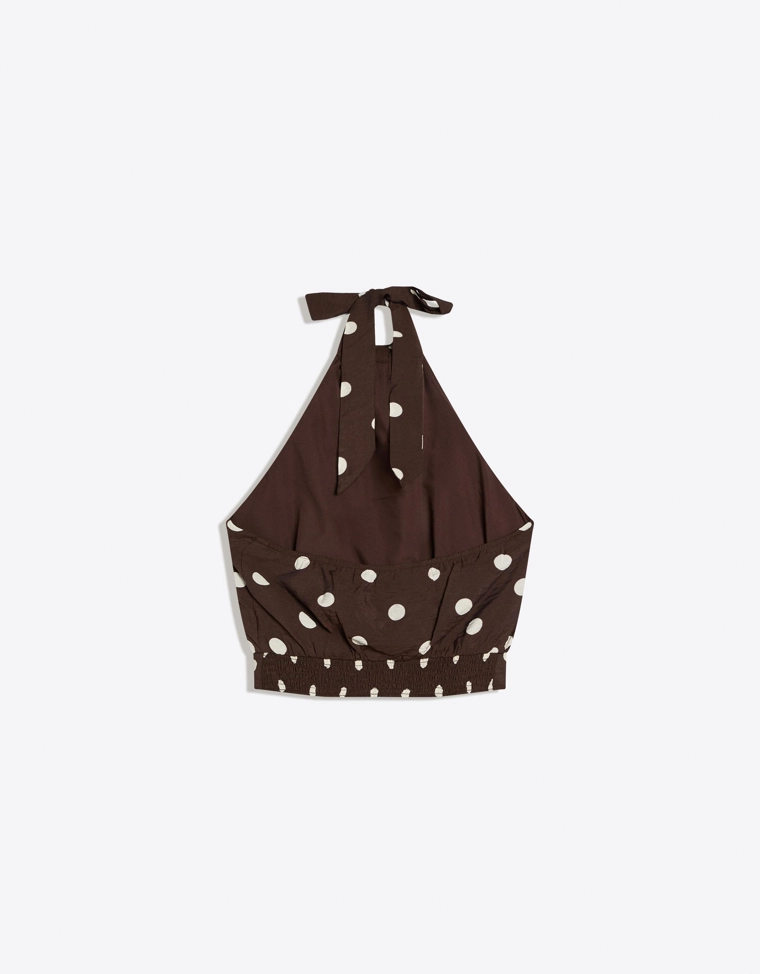 Топ в горошек с горловиной халтер