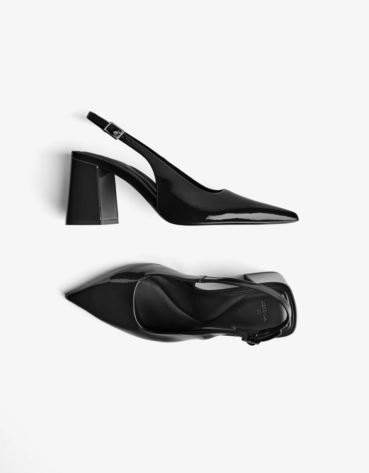 Туфли с открытой пяткой на широком каблуке