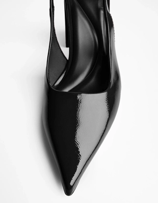 Туфли с открытой пяткой на широком каблуке- Заказать в России