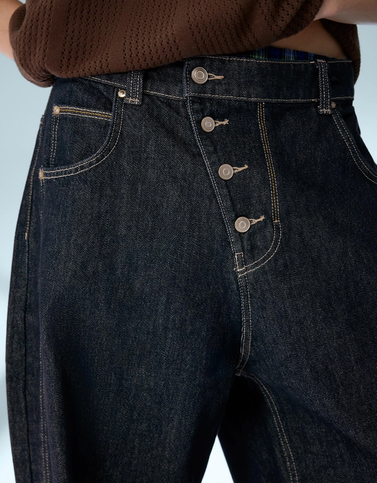 Джинсы barrel с перекрестными пуговицами