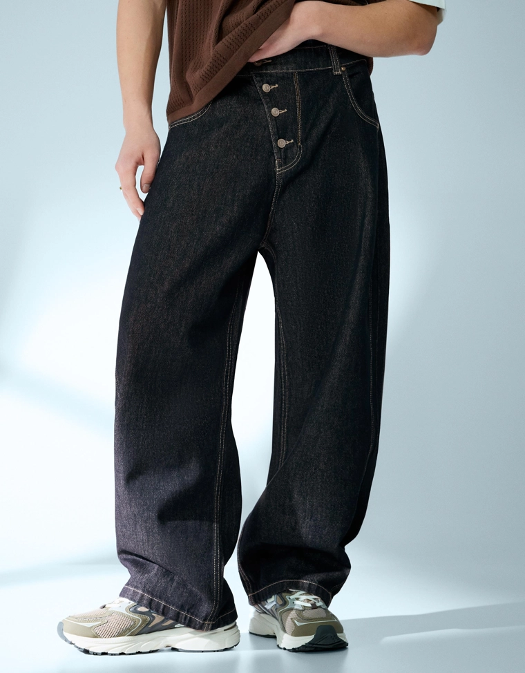 Джинсы barrel с перекрестными пуговицами