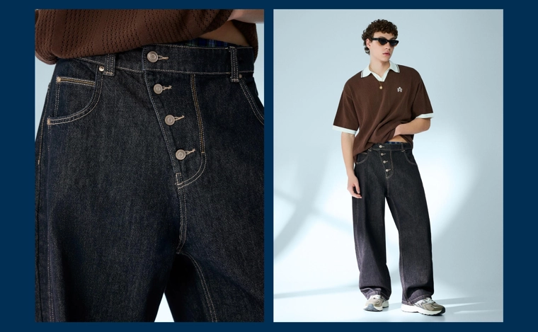 Джинсы barrel с перекрестными пуговицами