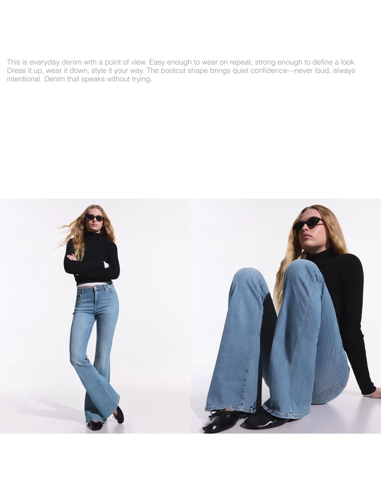 Расклешенные джинсы с высокой посадкой