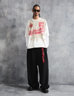 Футболка геометрического кроя с короткими рукавами и принтом- Заказать в России