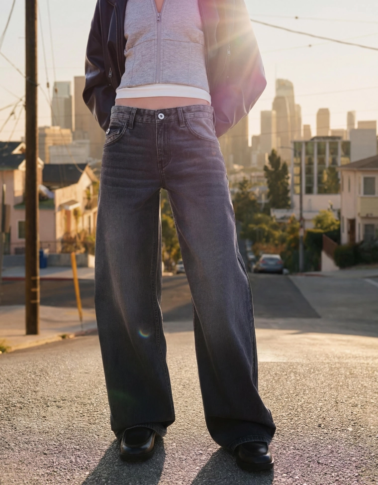 Джинсы-бойфренды с низкой посадкой из вельветовой ткани