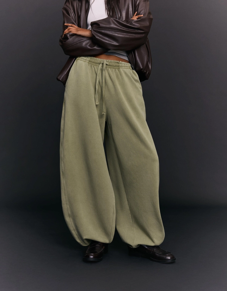 Брюки barrel из мягкой ткани с фиксаторами