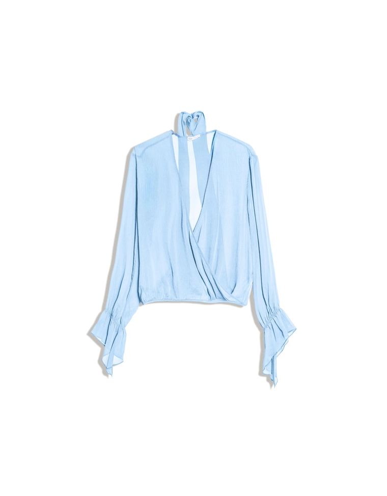 Блуза с длинными рукавами и шарфом с запахом