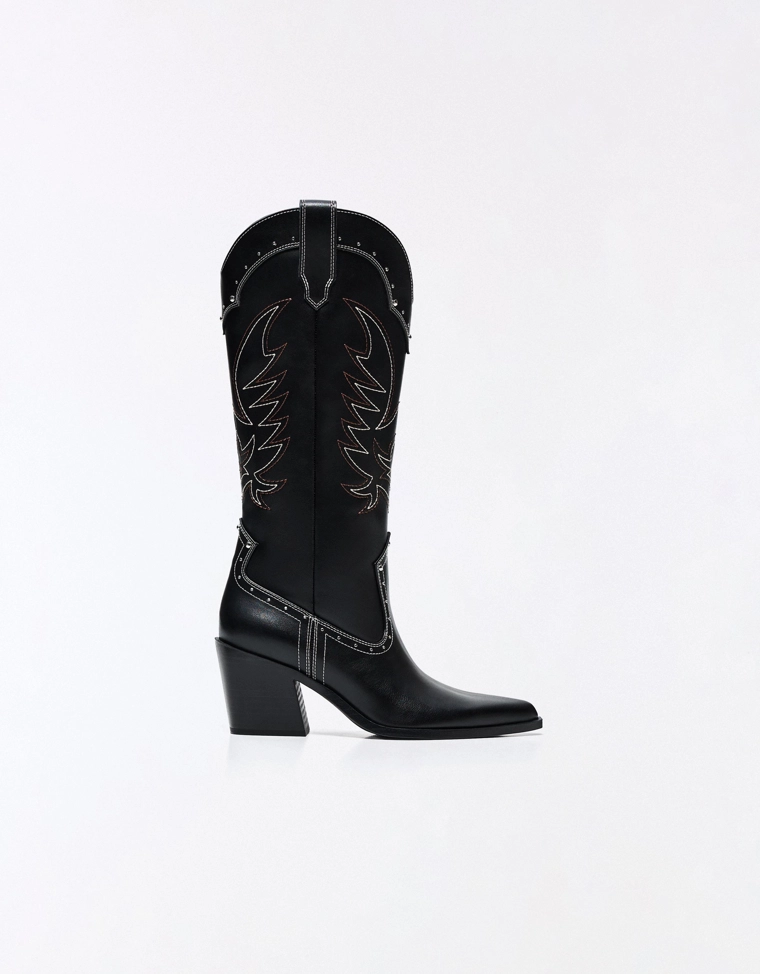Cowboy studded heel boots