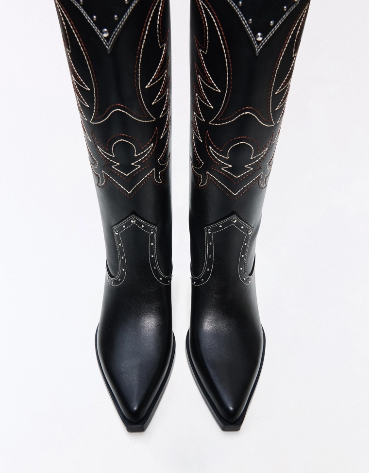 Cowboy studded heel boots