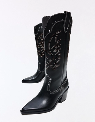 COWBOY STUDDED HEEL BOOTS- Заказать в России