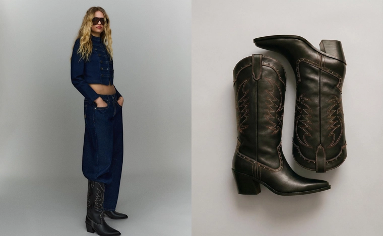 Cowboy studded heel boots