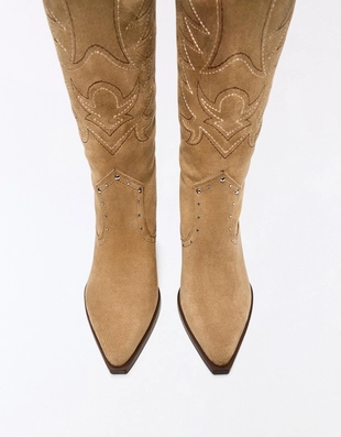 Ботинки в ковбойском стиле на каблуке с заклепками- Заказать в России